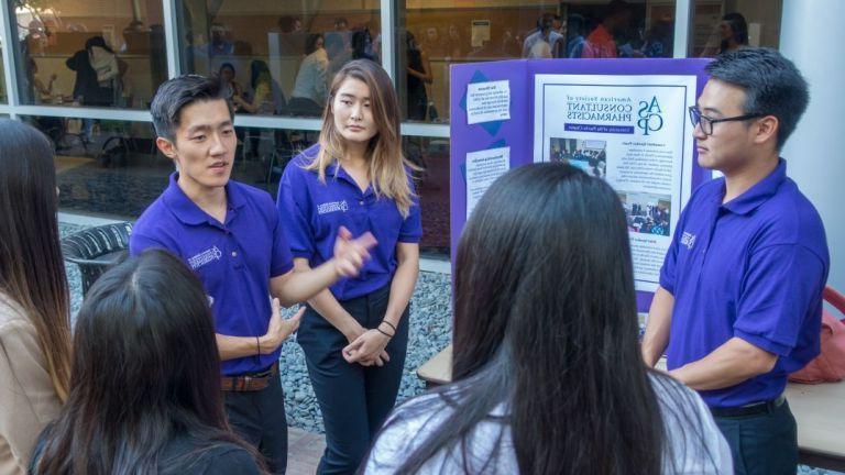 PharmD student group presenting at orientation