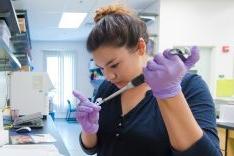 Student in research lab